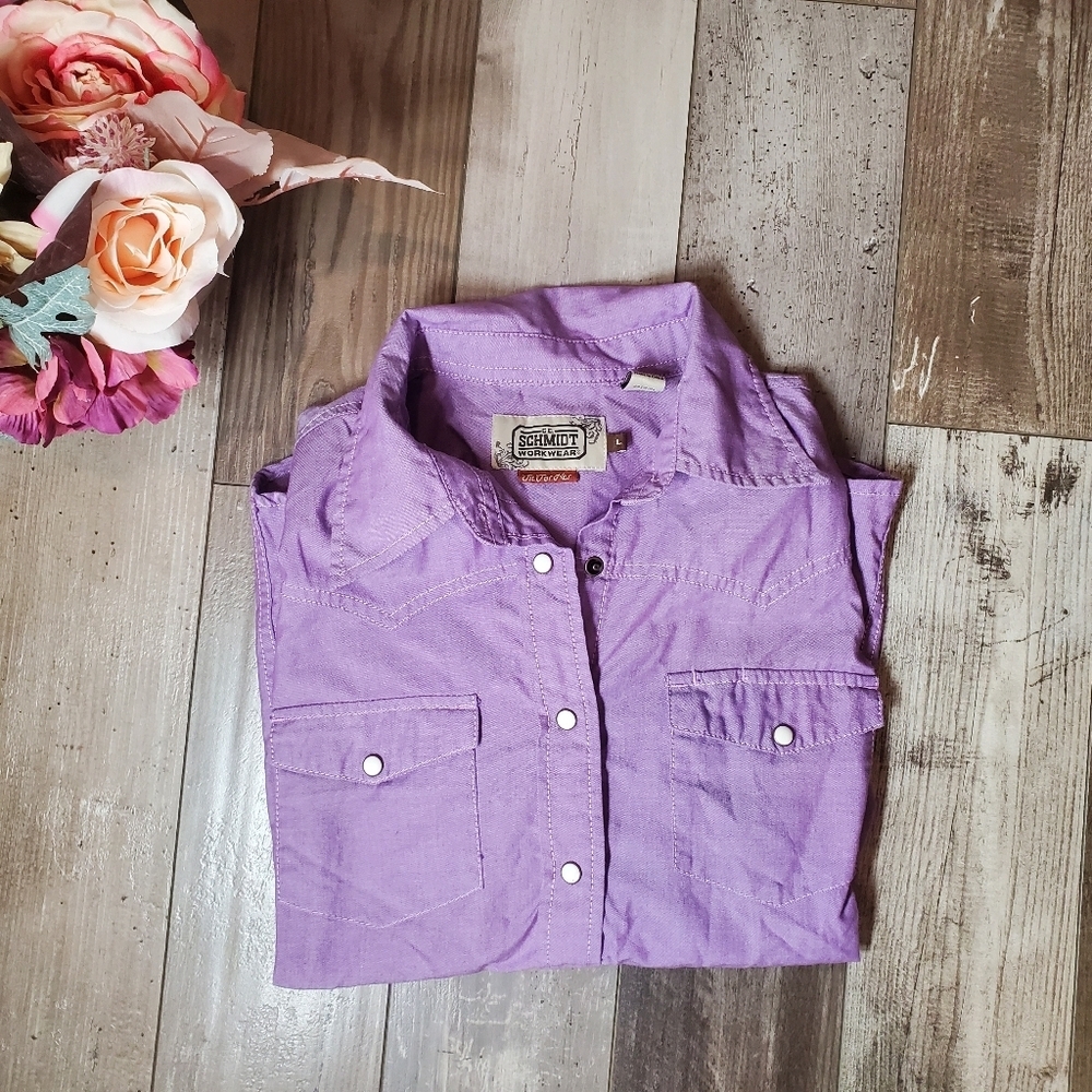 C.E.‎ Schmidt Workwear Purple Snap Button Collare… - image 12
